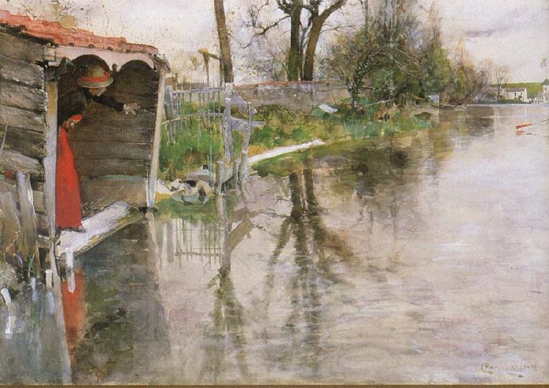 Carl Larsson By the River Loing France oil painting art